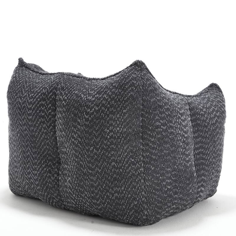 Chenille Square Bean Bag Chair, High Resilience Foam Lounge Chair, Cozy Aldult Lazy Sofa with Curved Armrests and Backrest
