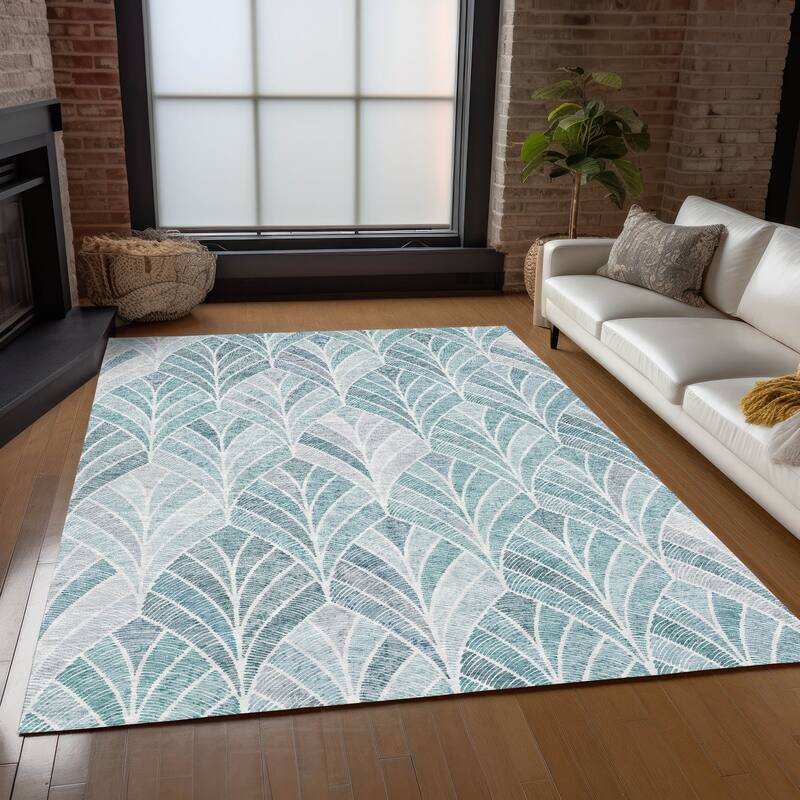 Machine Washable Indoor/ Outdoor Chantille Modern Mosaic Rug