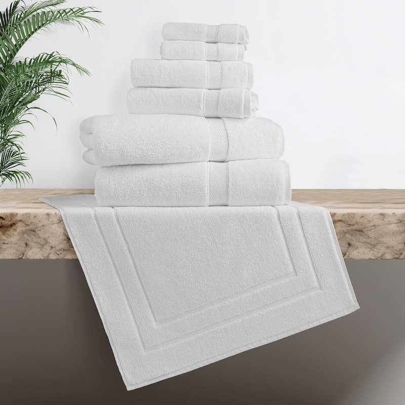 Authentic Hotel and Spa Turkish Cotton Anovia Towel Set - With Oversized Bath Towel, Hand Towel, Washcloth, and Bathmat