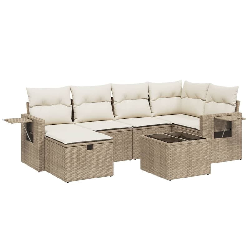vidaXL Garden Sofa Set Beige/Black/Brown/Grey