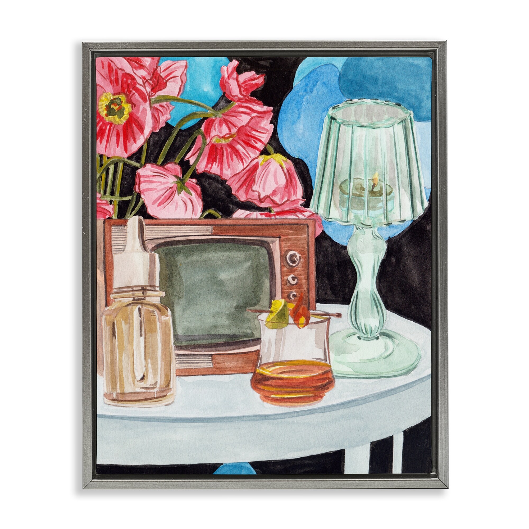 Stupell Retro Glow Nightstand Framed Floater Canvas Wall Art Design By Melissa Wang