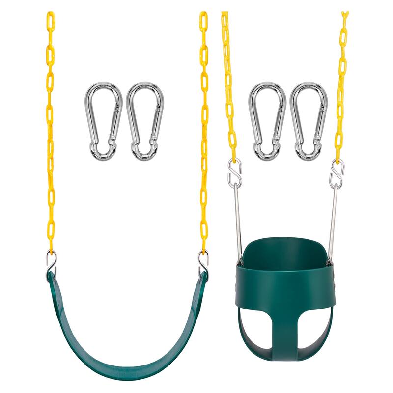 Sorbus Swing Seat, 68inch Rust-Resistant Chain, Support 220lb for Kids Outdoor Play (Set of 1 and Set of 2) - Bucket and Belt Swing