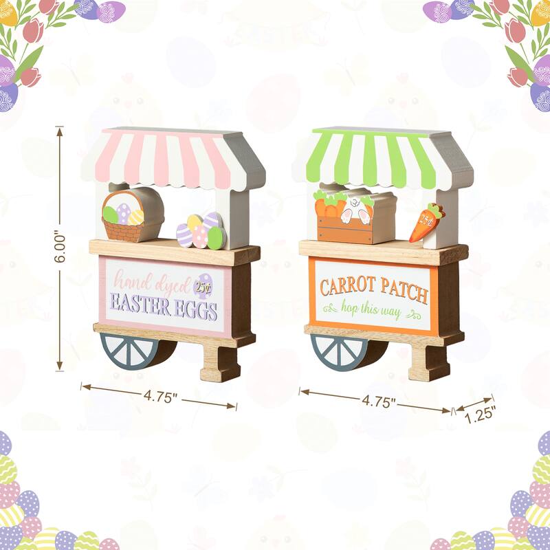 Glitzhome 6"H Set of 2 Easter Wooden Booths Table Decor