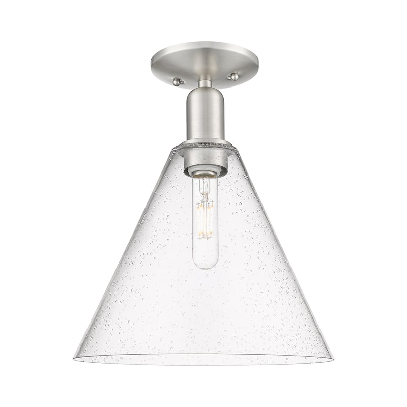 Innovations Lighting 716-1C-15-12 Berkshire Glass Semi-Flush Berkshire - Brushed Satin Nickel / Seedy
