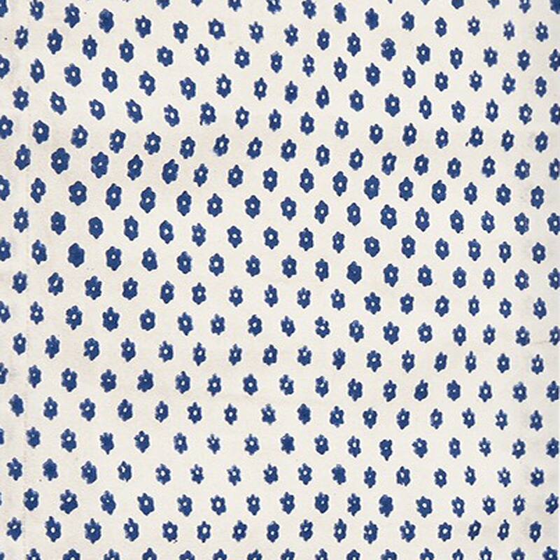 Daisy Artisan Block Printed All Over Blue Petite Daisy Print Cotton Machine Washable Table Runner, 72" x 14.5"-in.
