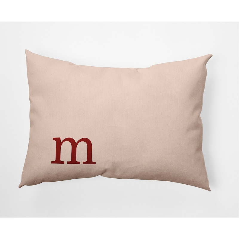 Modern Monogram Indoor/Outdoor Throw Pillow-M - 14" x 20" - Maple Red