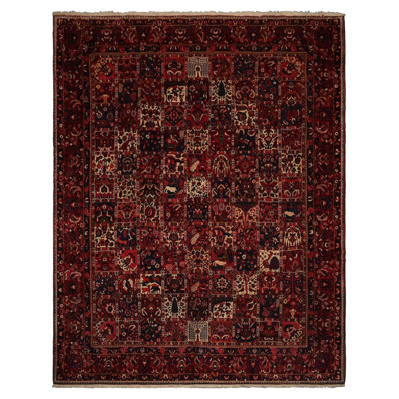 10'8''x13'8'' Hand Knotted Wool Red Bakhtiari Traditional Rug - 10' 8'' x 13' 8'' - 10' 8'' x 13' 8''