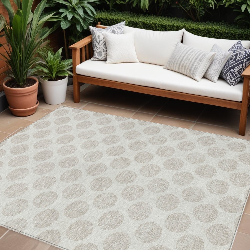 HomeRoots Polka Dot Transitional Rectangle Outdoor Rug