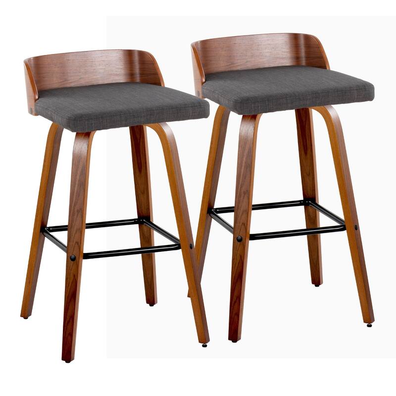 Carson Carrington Marstrand 30" Fixed-Height Bar Stool with Bent Wood Legs & Square Footrest (Set of 2)