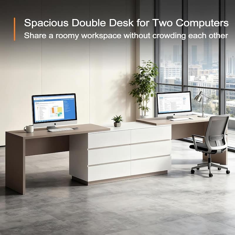 144 Inch Modern Home Office Expandable Dresser Desk