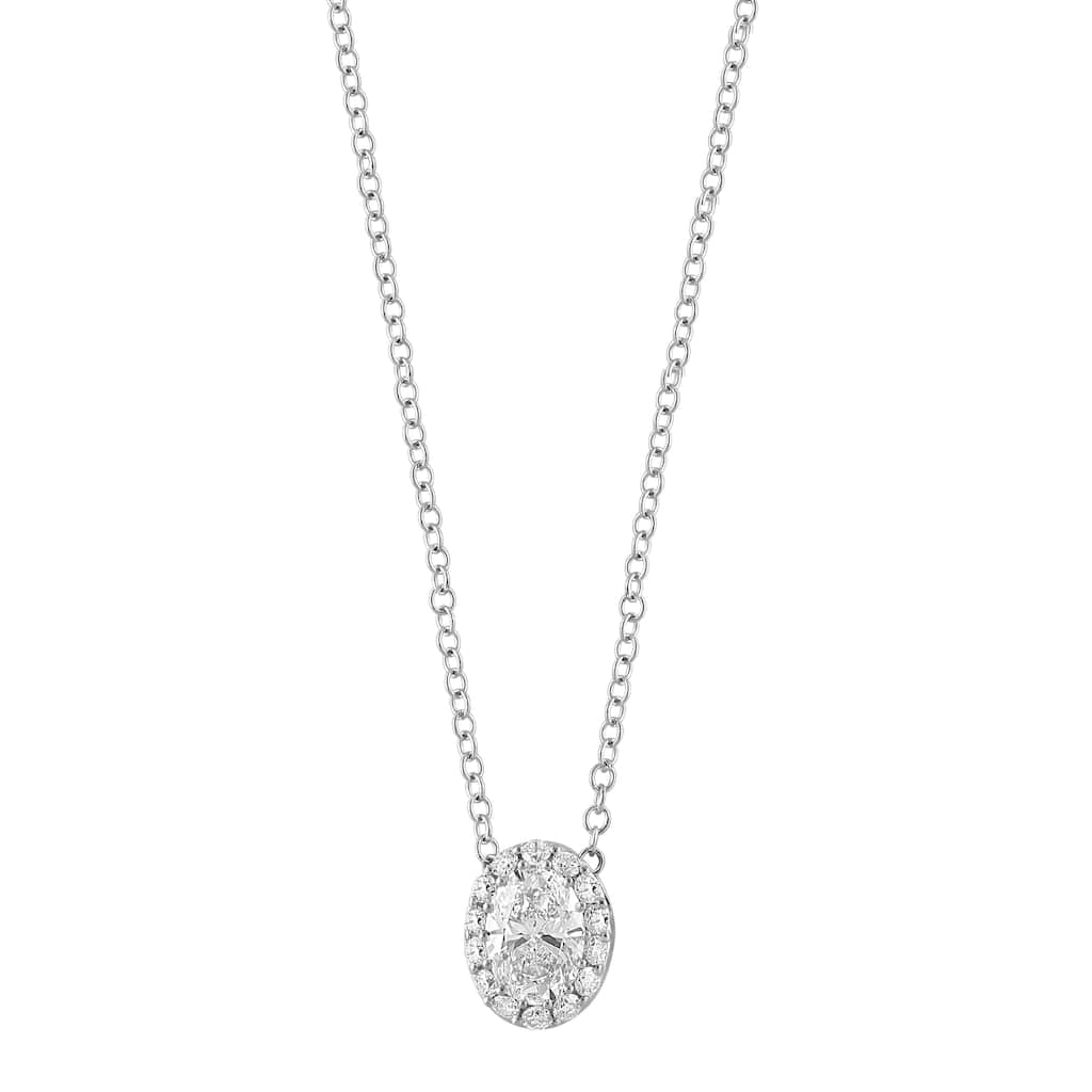 EFFY 14k White Gold Lab Grown Diamond Oval Pendant Necklace