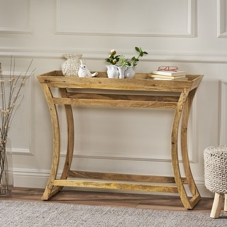 Rustic Handcrafted Mango Wood Console Table with Tray Top Design for ...