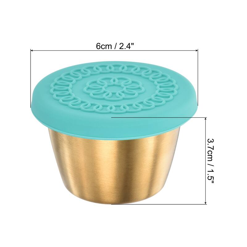 2pcs Stainless Steel Dressing Container 2.4oz Reusable Sauce Cups