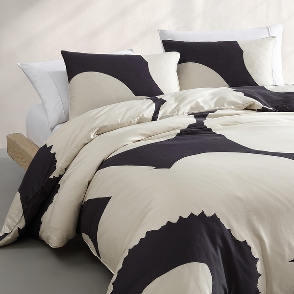 Marimekko Iso Unikko Charcoal Cotton Duvet Cover Set - Bed