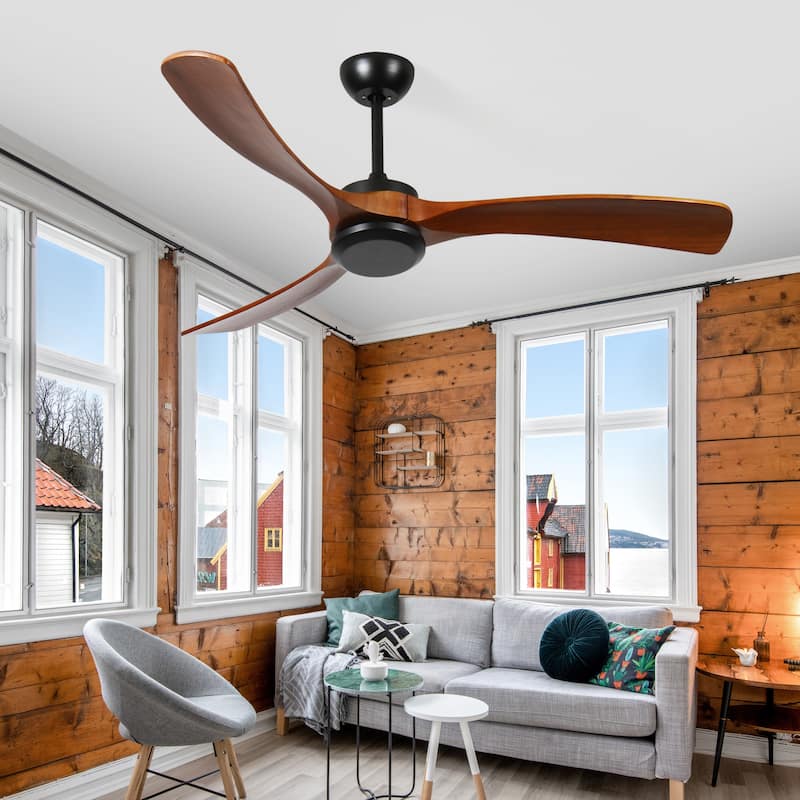 72 Inch wood Ceiling Fan with Remote Control, Low Profile Ceiling Fan without Light,Noiseless Reversible DC Motor with Timer