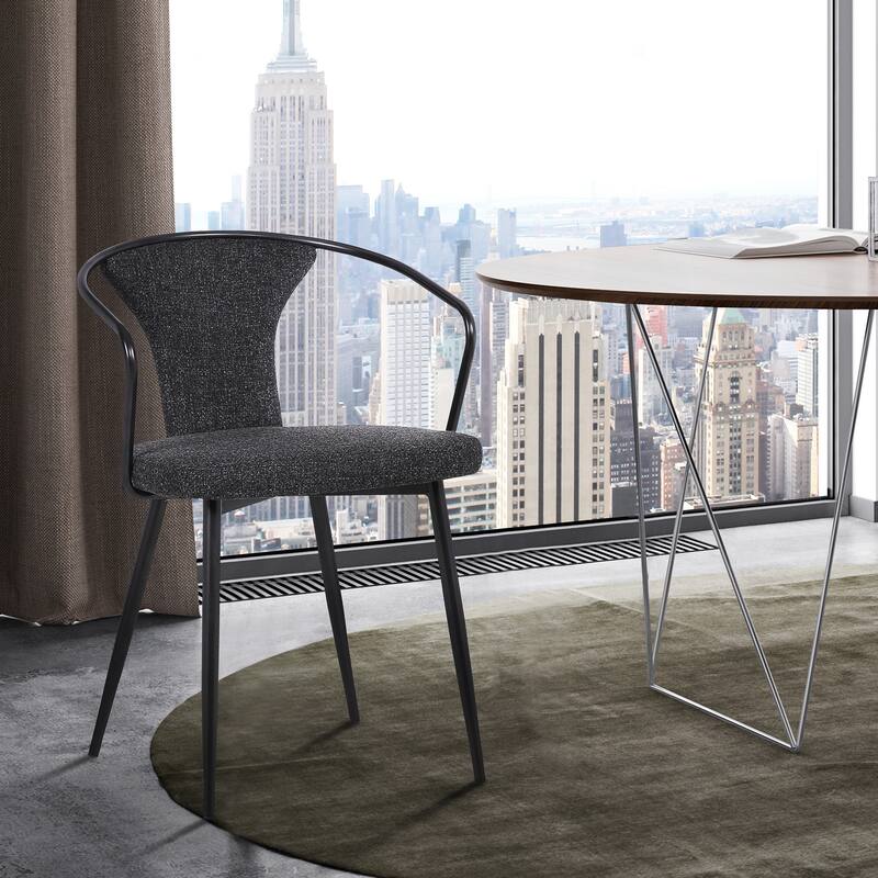 Wayan Contemporary Dining Chair in Black Powder Coated Finish and Black Fabric - Dining Height - Single - Black