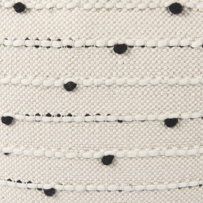 Mercana "Amaira" Cream / Black / White Patterned Wool & Cotton Square Pouf