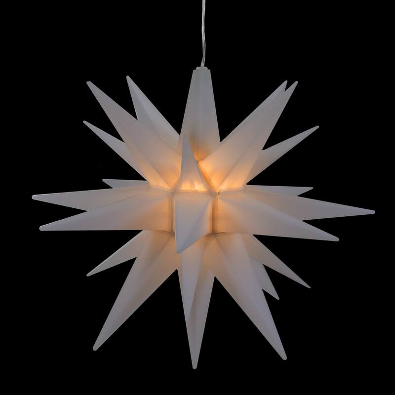 LED Lighted Moravian Star Christmas Decoration - 12" - White - Warm White Lights
