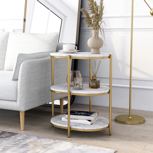 Grint Contemporary 22 inch Wood and Steel 2 Shelf Side Table by