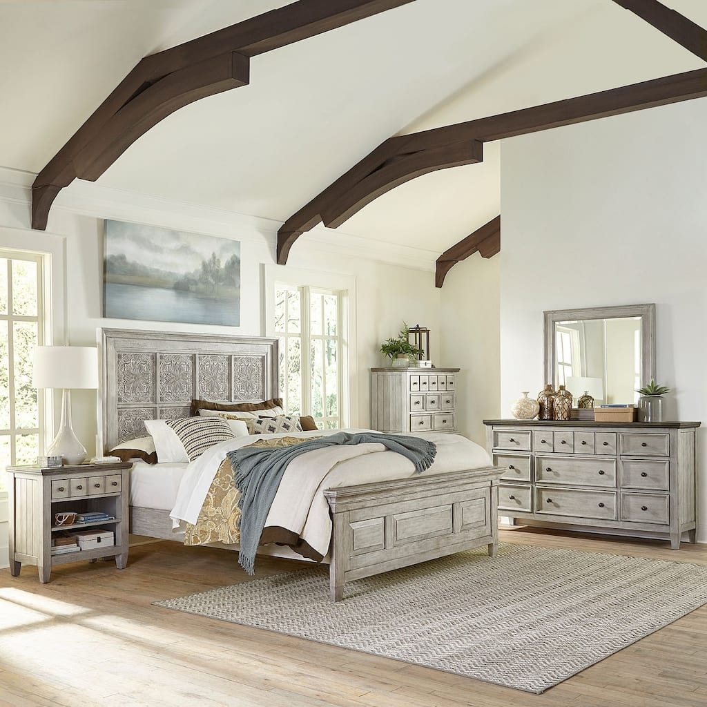 Liberty Furniture Heartland Tile Panel Bed, Dresser & Mirror, Chest, Nightstand - California King, King or Queen