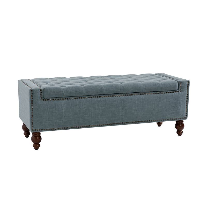 Felix Classic Button-Tufted Storage Bench With Nailhead Trims By HULALA HOME