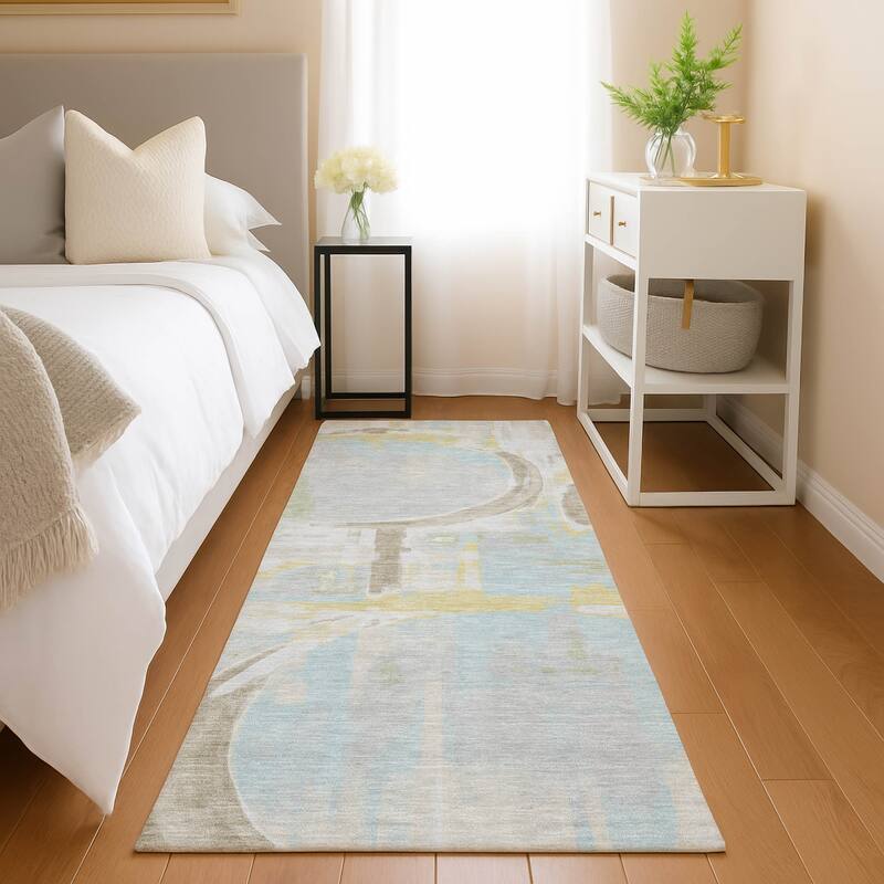 Machine Washable Indoor/ Outdoor Modern Erie Chantille Rug