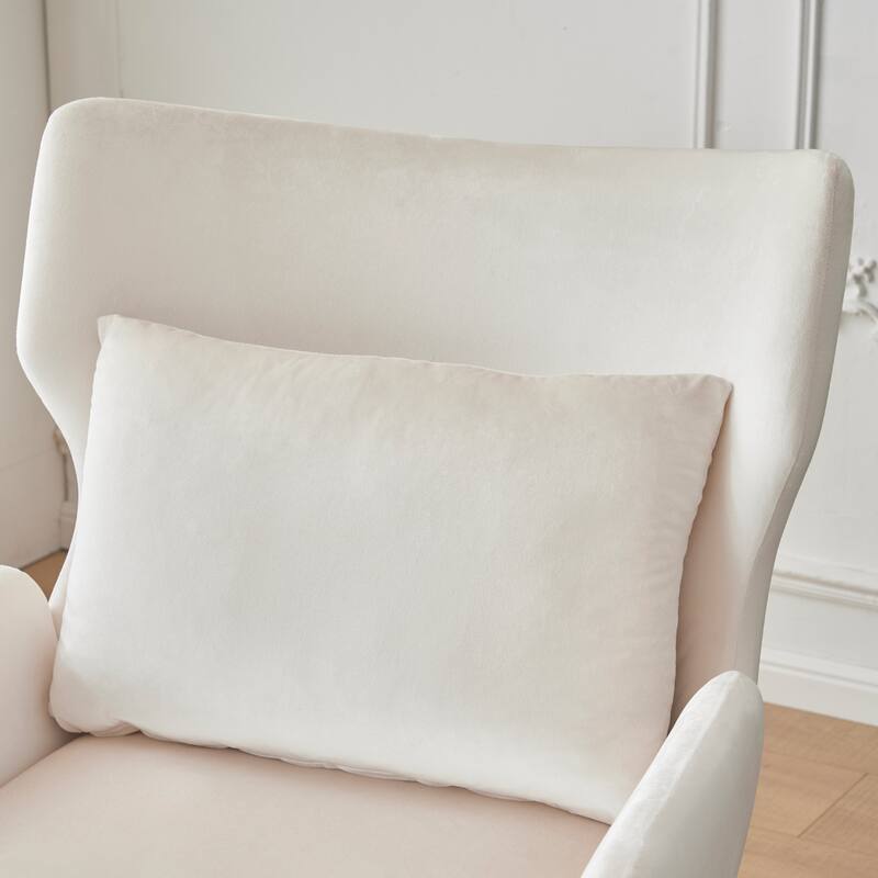 Beige 32" Wing Back Velvet Accent Chair
