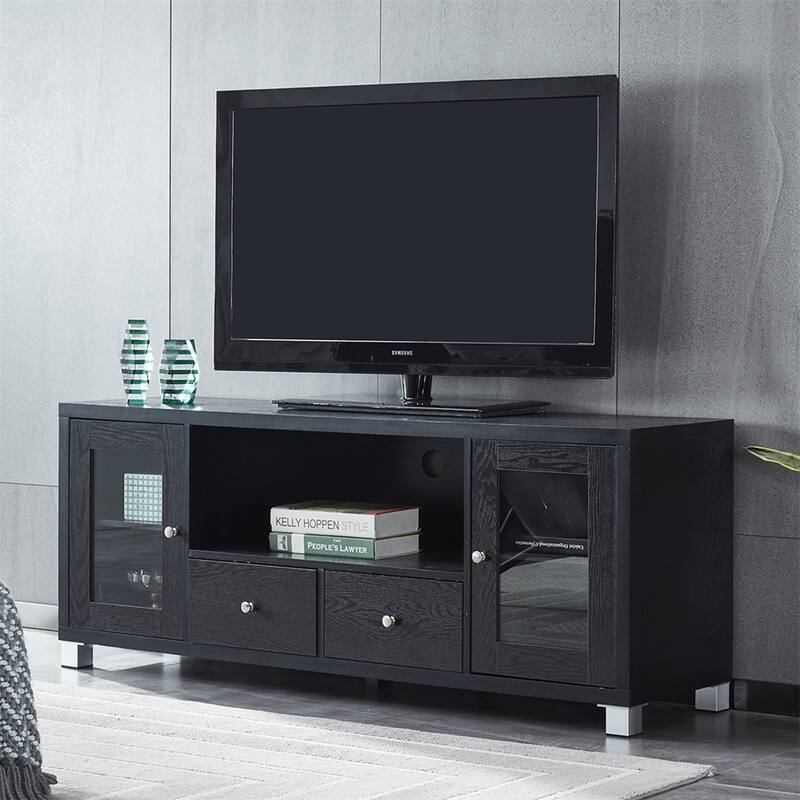 Wood TV stand Media Console with Storage Cabinet for Living Room