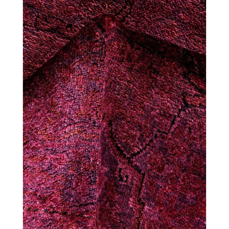 Overton Hand Knotted Wool Vintage Inspired Modern Contemporary Overdyed Purple Runner Rug - 2' 6" x 12' 1"