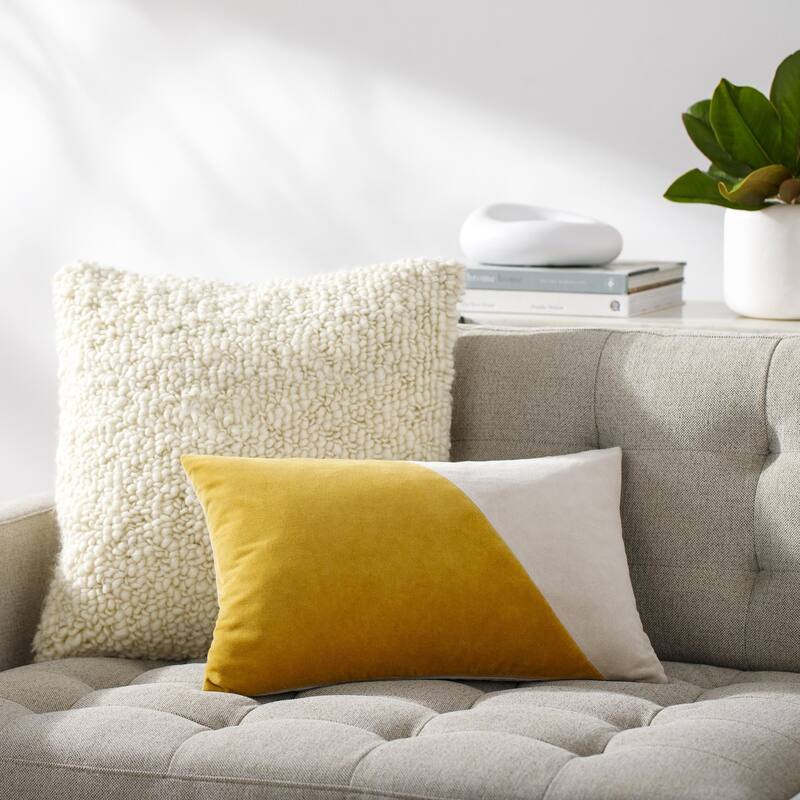 Artistic Weavers Deveron Cotton Velvet Wave Throw Pillow - 22x22 Cover Only - Caramel