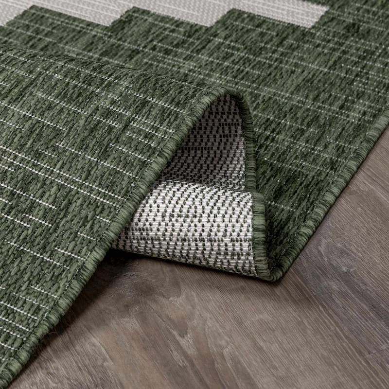 Hauteloom Caluya Living Room, Bedroom Patio Outdoor Area Rug - Blue, Gray, Navy - 2' x 2'11"