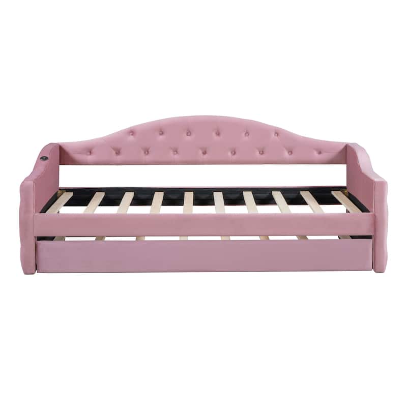 Tufted Upholstered Daybed with Trundle