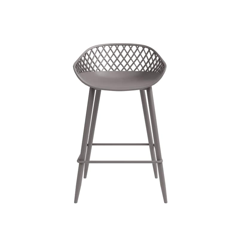 Jamesdar Kurv Mid-Century Modern Low-Back Counter Stool, Set of 2, Indoor/Outdoor - Set of 2