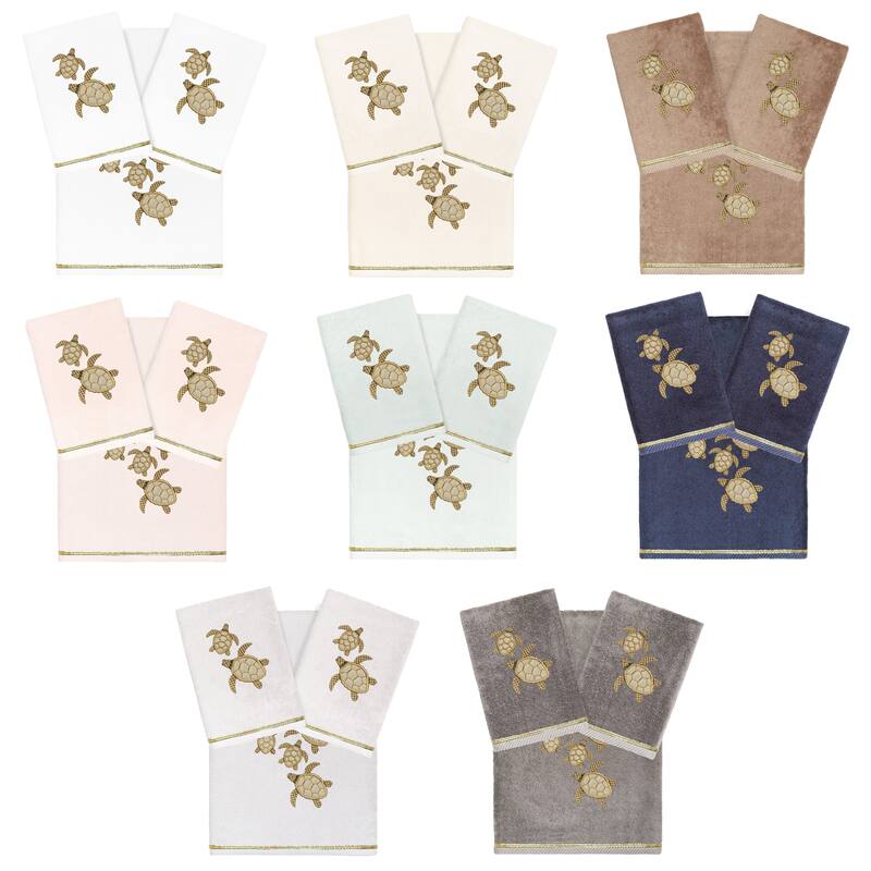Authentic Hotel and Spa Turkish Cotton Tortuga 3PC Embellished Towel Set