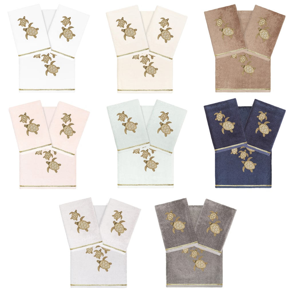 Authentic Hotel and Spa Turkish Cotton Tortuga 3PC Embellished Towel Set