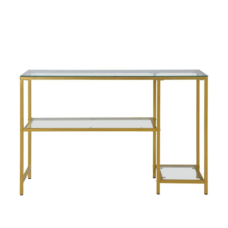 Open Framed Console Table with Shelves - 48" - Gold and Clear