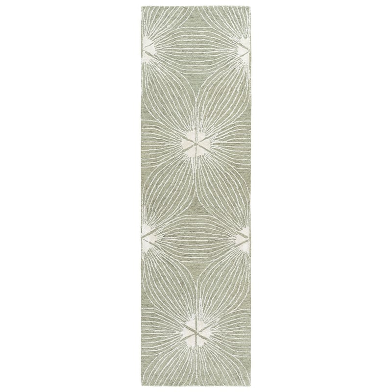 SAFAVIEH Handmade Glamour Cornelia Wool Rug - 2'3" x 8' Runner - Sage/Ivory
