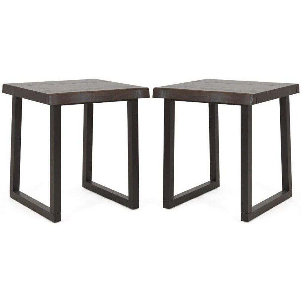 Snake River Decor Live Edge Wood End Table in Cherry and Ebony - Set of 2 - 54 x 84