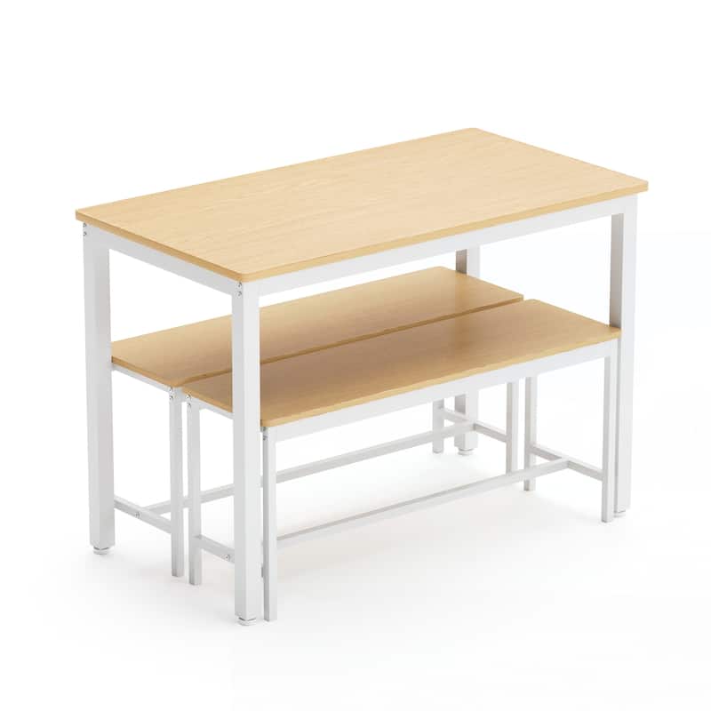 Dining Table Set, Bar Table with 2 Dining Benches