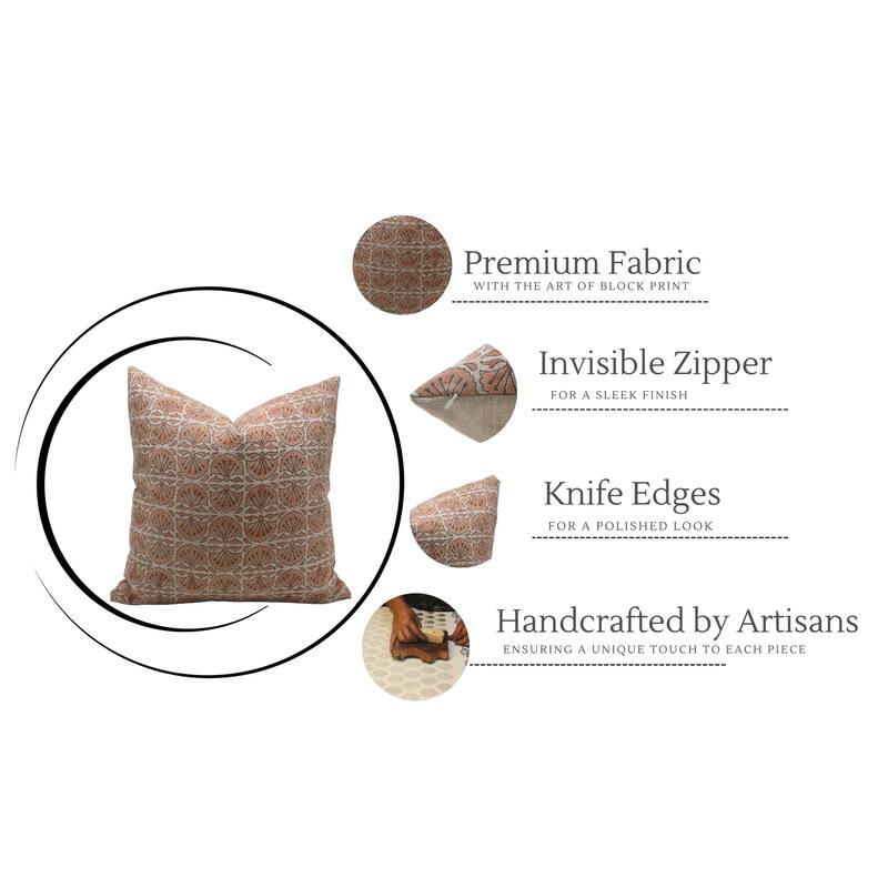 Fabdivine Linen Outdoor Sofa Block print pillow Cover