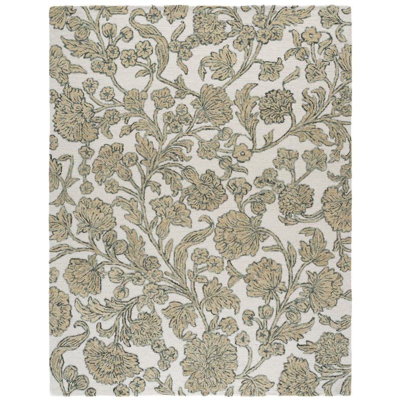 SAFAVIEH Handmade Jardin Clodette Floral Wool Rug - 9' x 12' - Ivory/Green