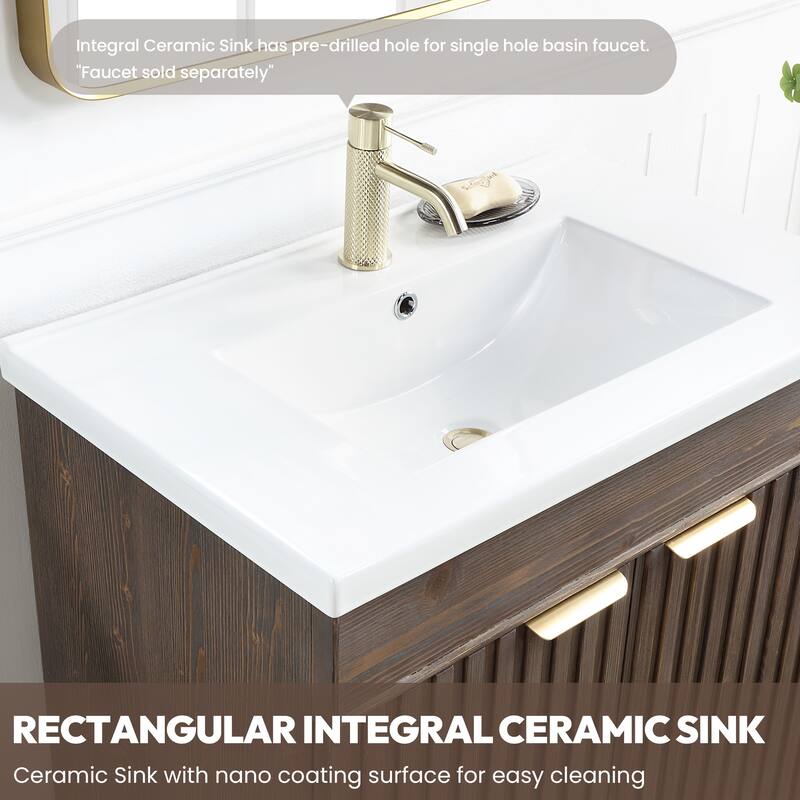 Palos Single Bath Vanity with Ceramic Basin Top without Mirror