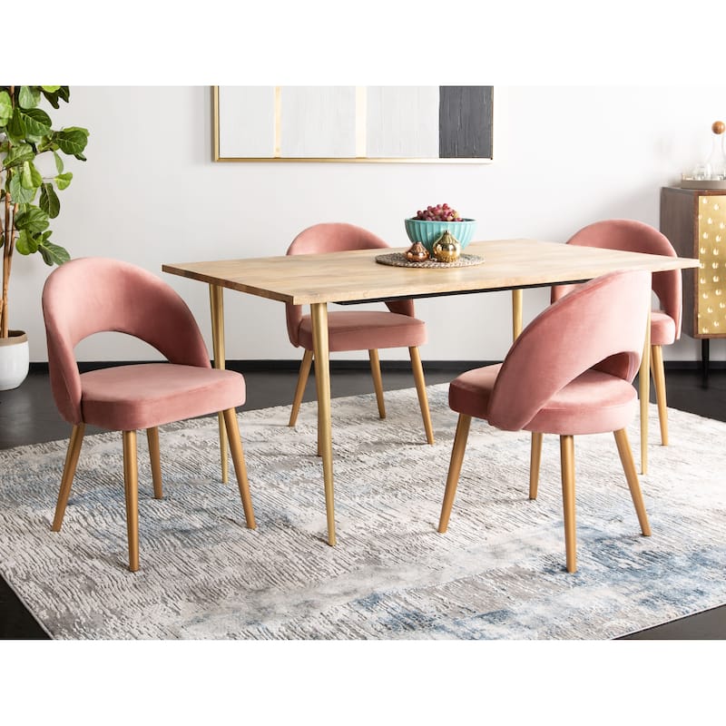 SAFAVIEH Reva Retro Dusty Rose/ Gold Chair (Set of 2) - 21.3" x 24.3" x 31.8" - 21Wx24Dx32H