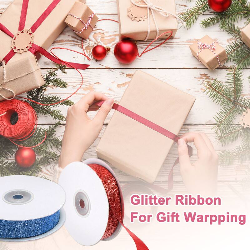 Sparkle Ribbon, 25 Yards x 7/8" Polyester Metallic Sparkling Ribbon