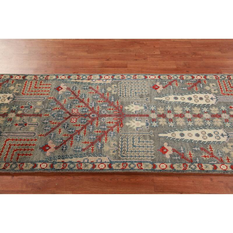 Hand Knotted Oriental 100% Wool Carpet Traditional Geometric Greys & Charcoal Heriz (serapi) Area Rug - 5' 11'' X 2' 7''