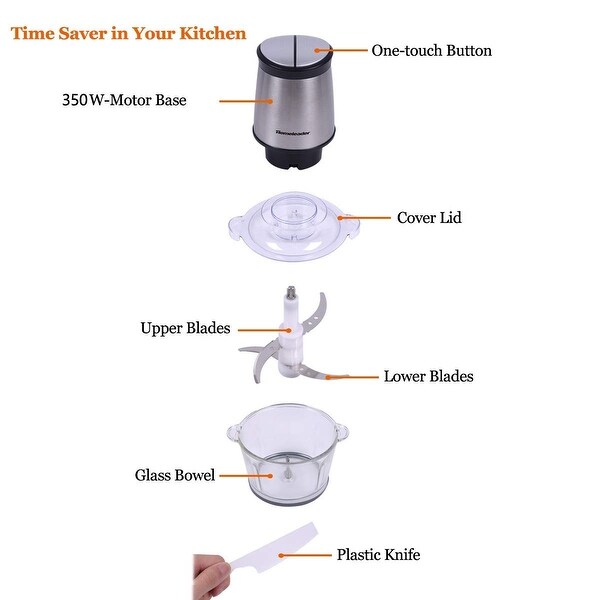 8-Cup Food Processor Electric Food Chopper 2L BPA-Free Glass Bowl 