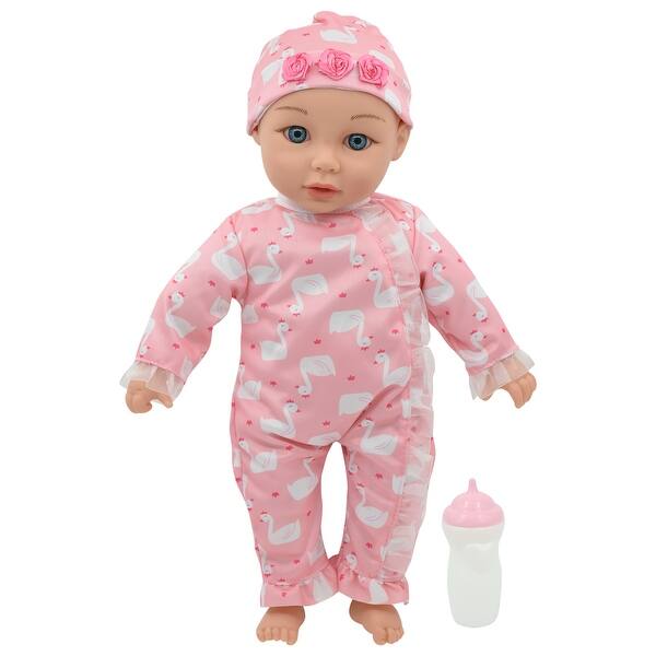 slide 2 of 5, Little Darlings: 14" Kiss N Tickles Baby Doll - Pink, White, Swan
