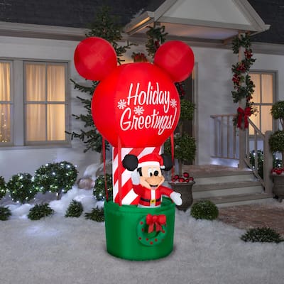 Gemmy Christmas Inflatable Mickey Mouse in Hot Air Balloon, 7 ft Tall