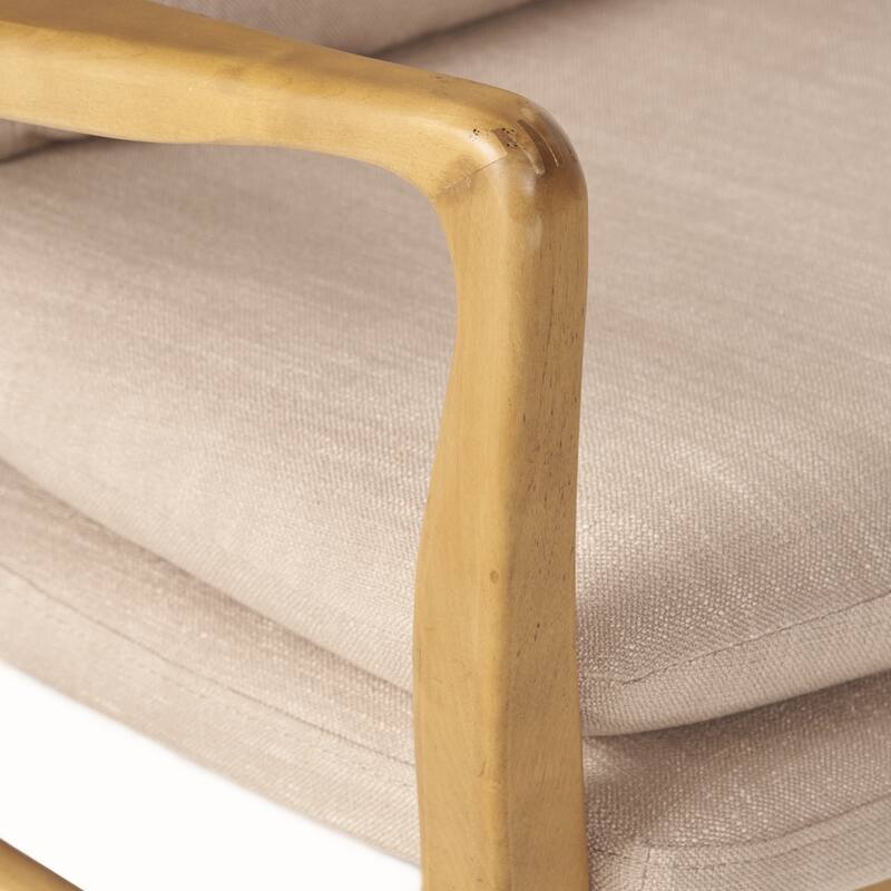 Beige Modern 26.25" Upholstered Button Tufted Club Chair with Wood Legs for Living Room