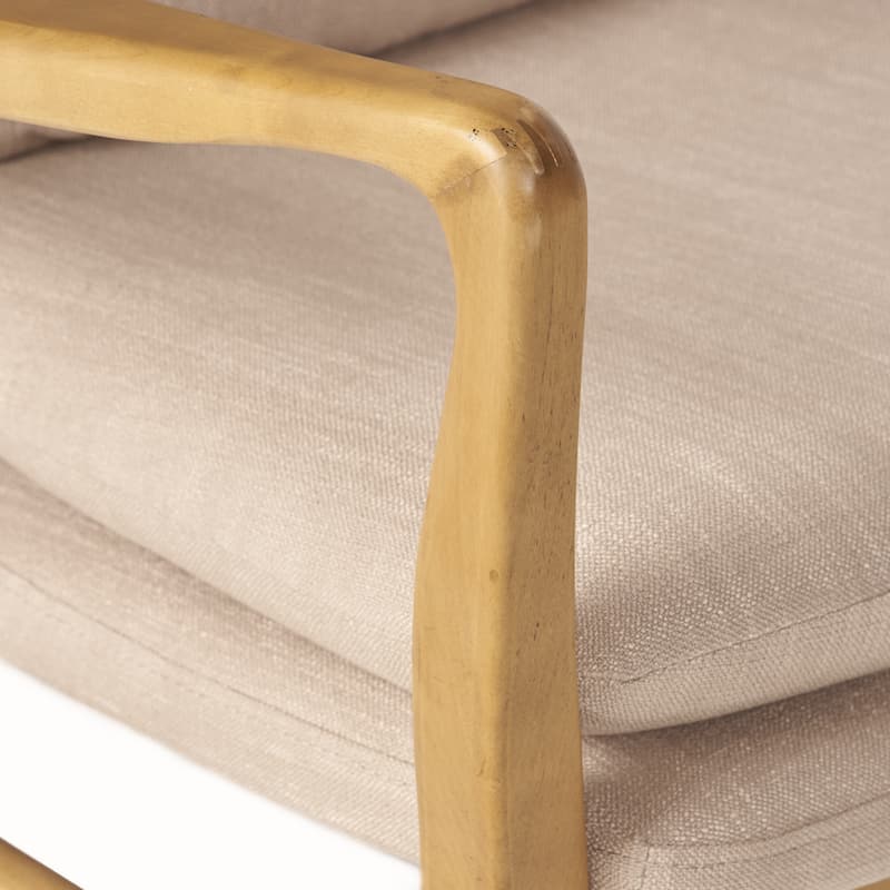 Mid-century Modern Club Chair, Upholstered Armchair With Birch Wood Legs